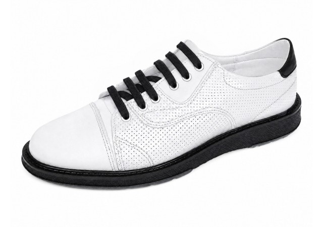 Pantofi barbati casual din piele naturala Alb cu Negru Matritat GKR231ANTR